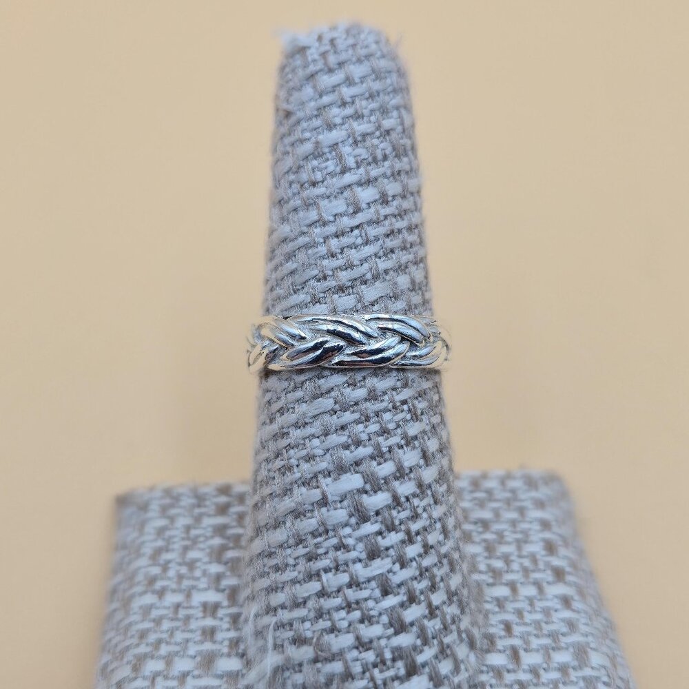 Size 7 Sterling Silver Nice Solid Woven Band Ring A4517